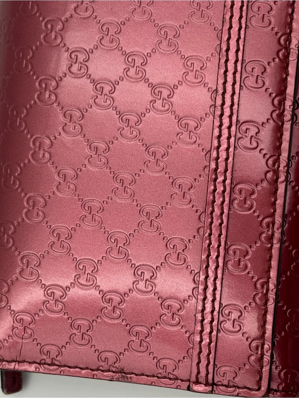 Authentic Gucci Pink Microguccissima Patent Leather Continental Bow Wallet - Picture 5 of 16